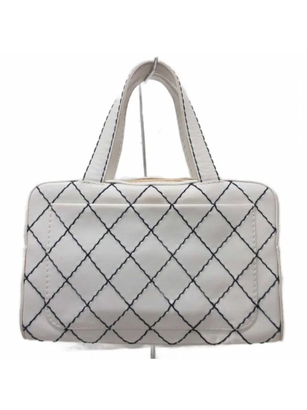 Chanel Wild Stitch CC Logo Handbag Gold Leather White